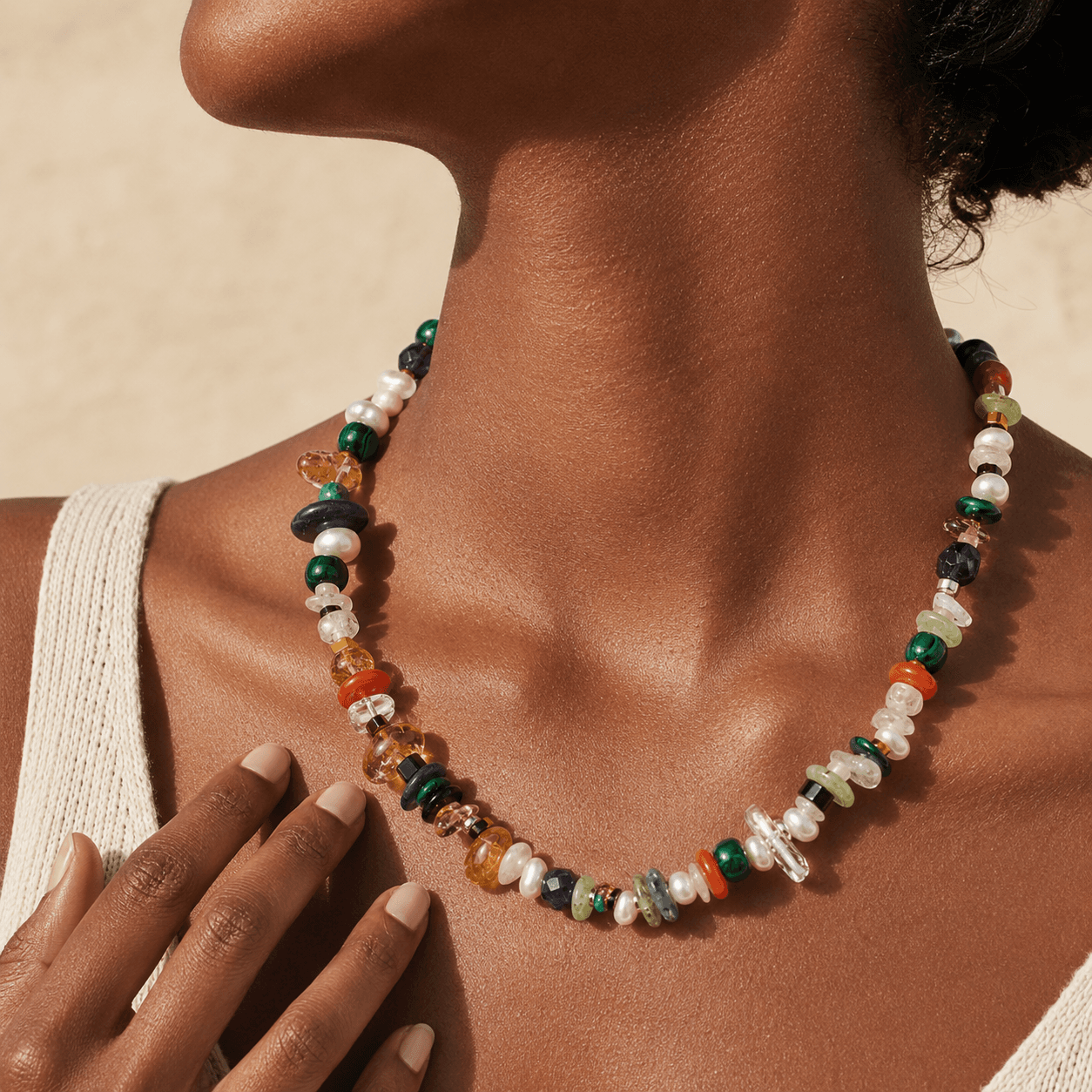 The Sovereign Spectrum Necklace Wearing